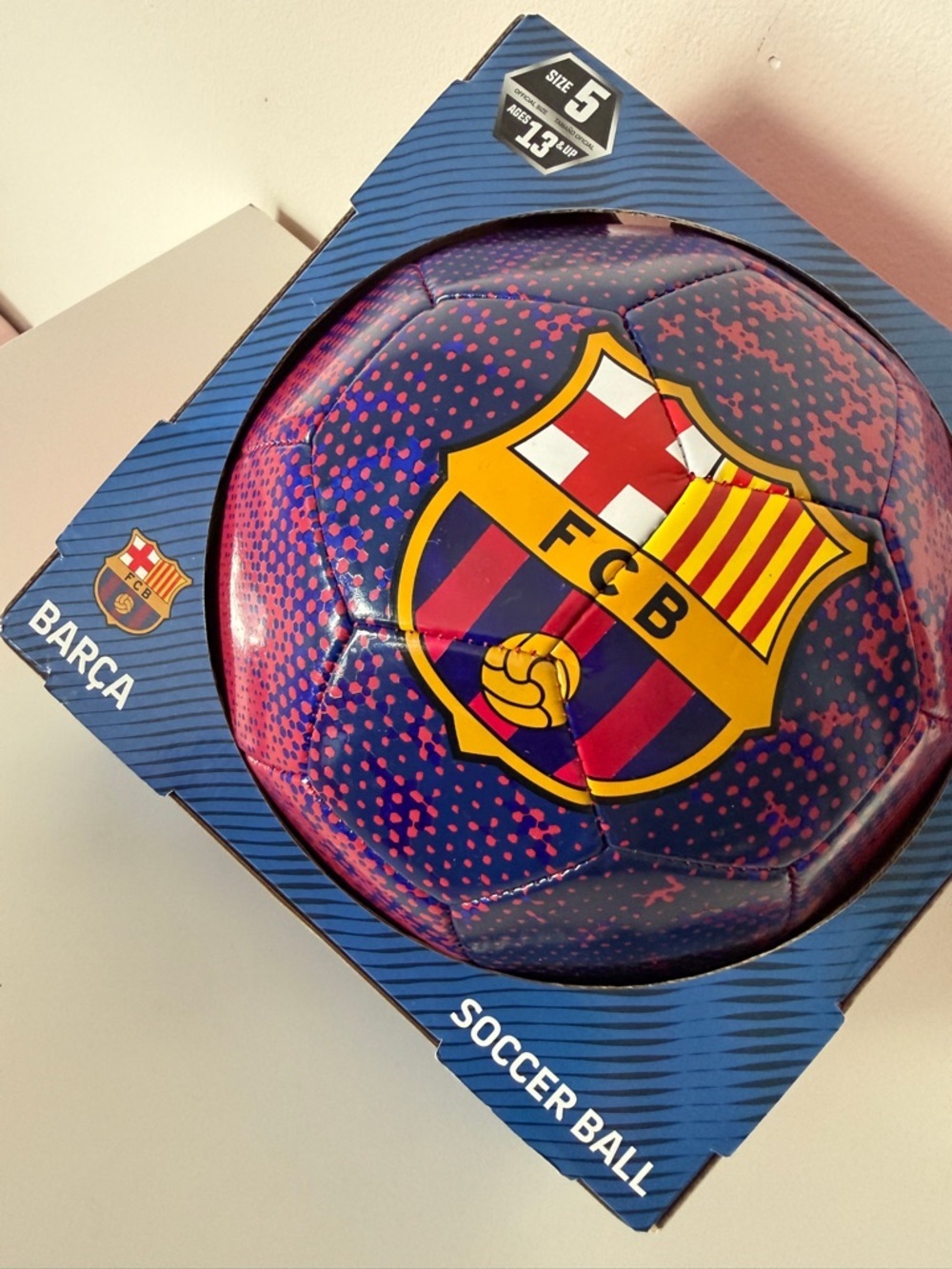 FC Barcelona FCB Logo Soccer Ball in Navy & Pink - Picture 1 of 4